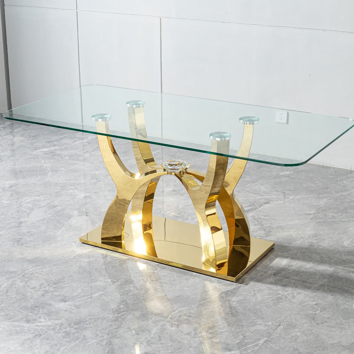 Sumdeal Rectangular Glass Dining Table for Modern Dining Rooms - detail image 3