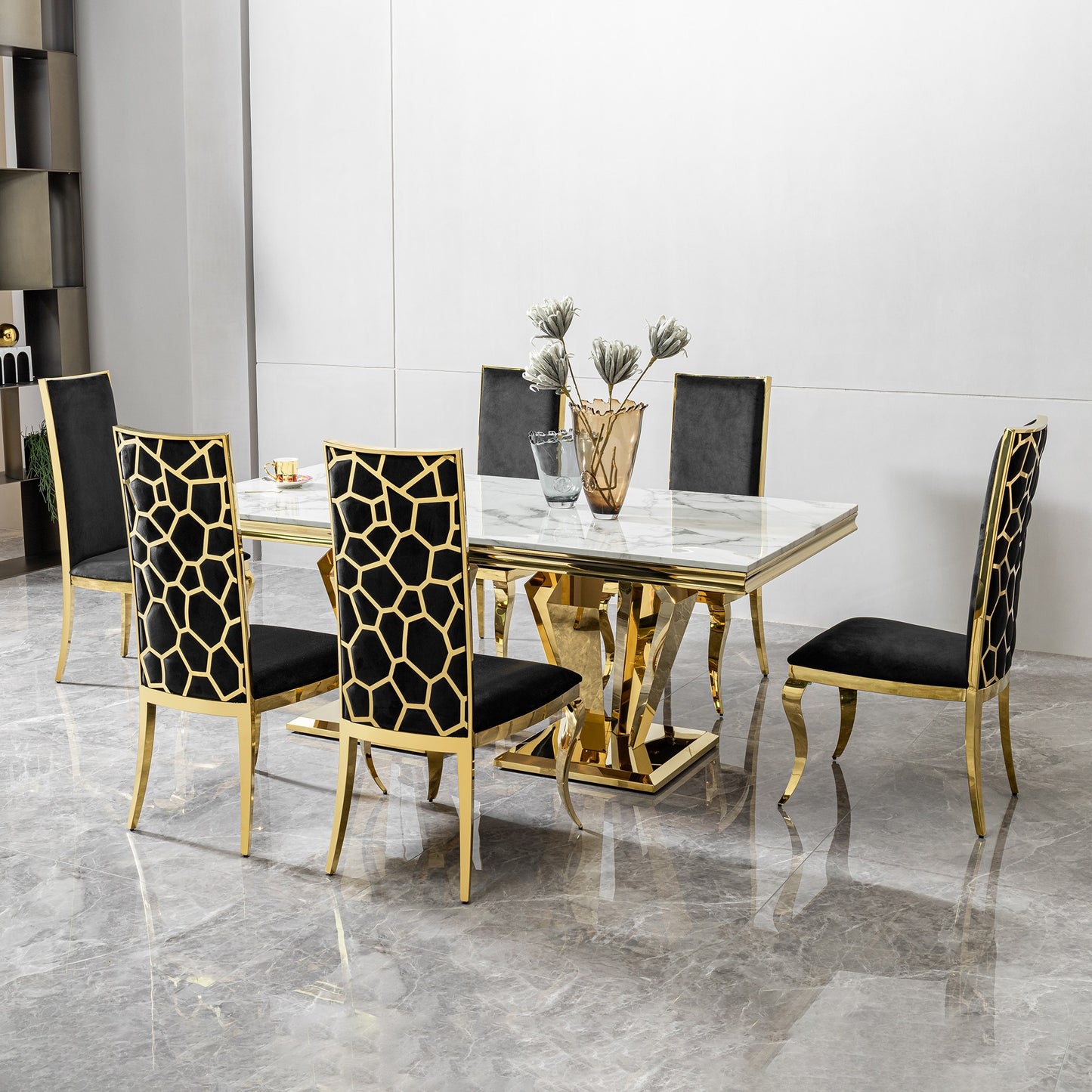 Sumdeal Rectangular Faux Marble Dining Table for Modern Dining Rooms - detail image 3