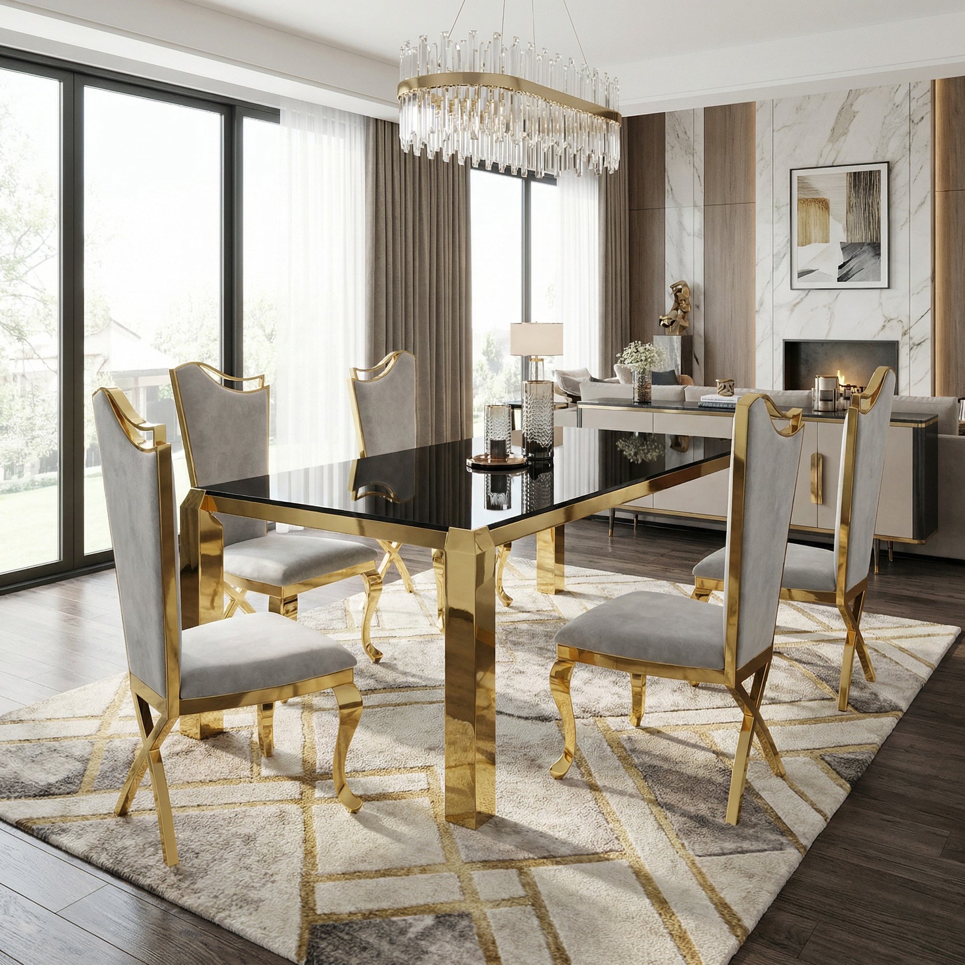 Sumdeal Rectangular Glass Dining Table for Modern Dining Rooms - detail image 3