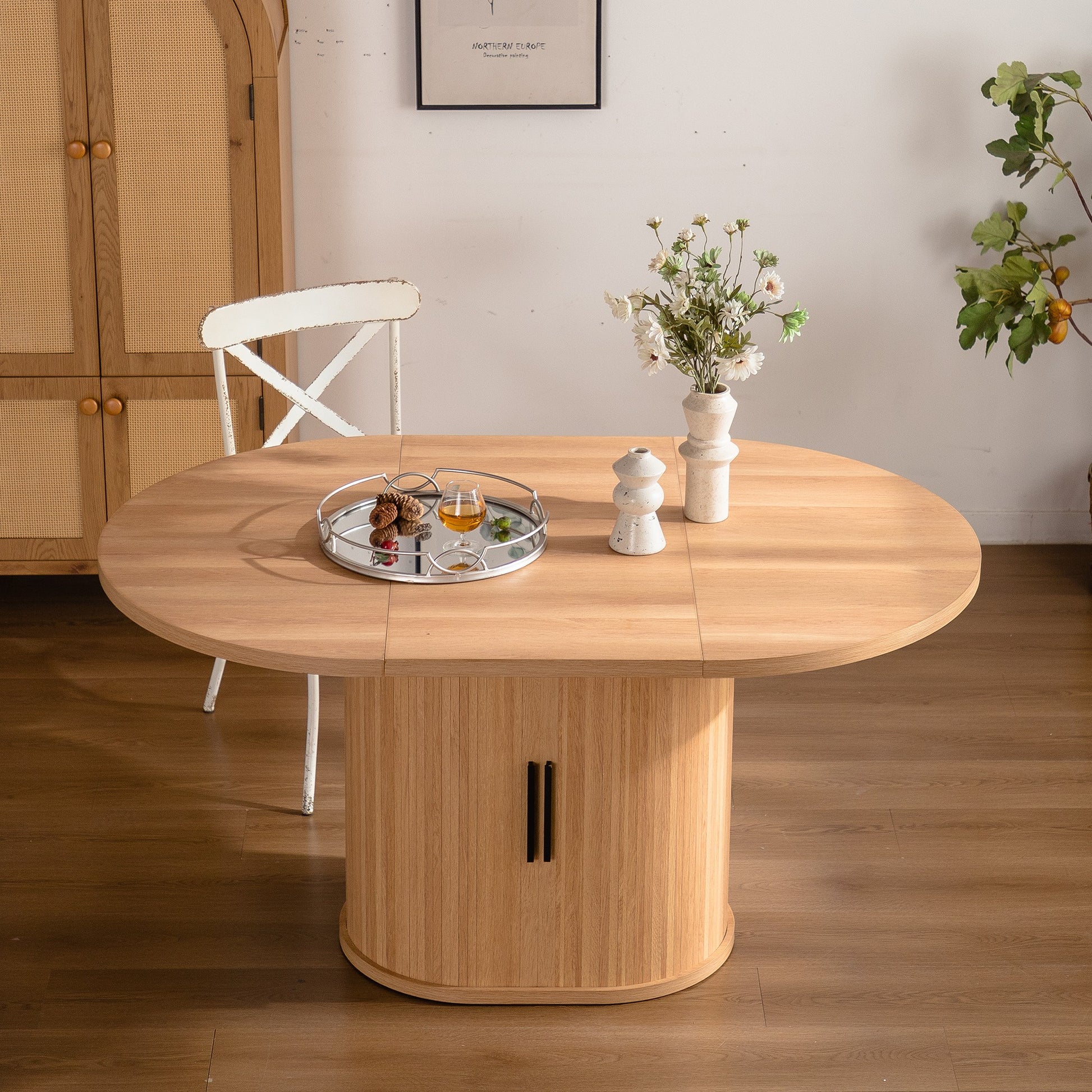 Sumdeal Oval Wood-Look Dining Table for Modern Dining Rooms - detail image 3