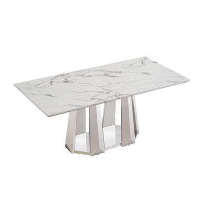 Sumdeal Rectangular Faux Marble Dining Table for Modern Dining Rooms - detail image 4
