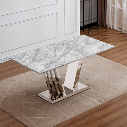 Sumdeal Rectangular Faux Marble Dining Table for Modern Dining Rooms - detail image 3