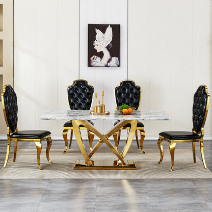 Sumdeal Rectangular Faux Marble Dining Table for Modern Dining Rooms - detail image 4
