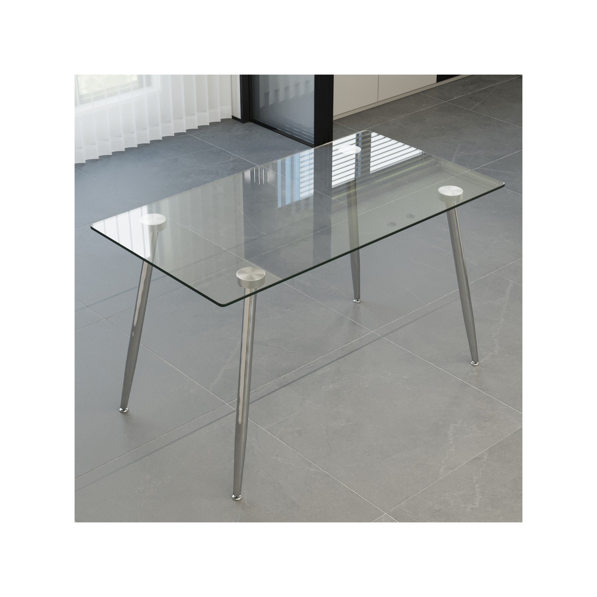 Sumdeal Rectangular Glass Dining Table for Modern Dining Rooms - detail image 3
