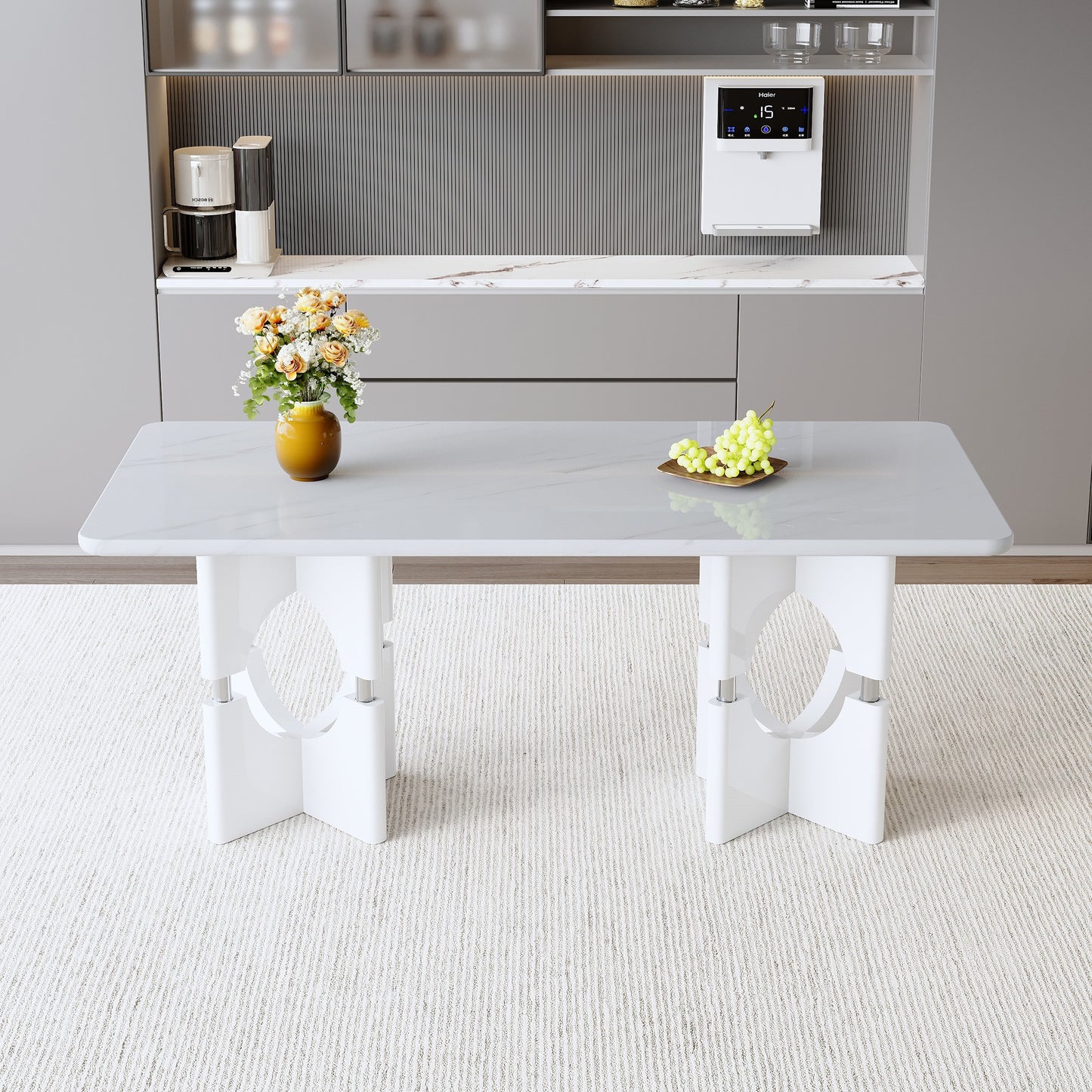 Sumdeal Rectangular Faux Marble Dining Table for Modern Dining Rooms - detail image 4