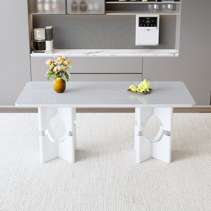 Sumdeal Rectangular Faux Marble Dining Table for Modern Dining Rooms - detail image 4