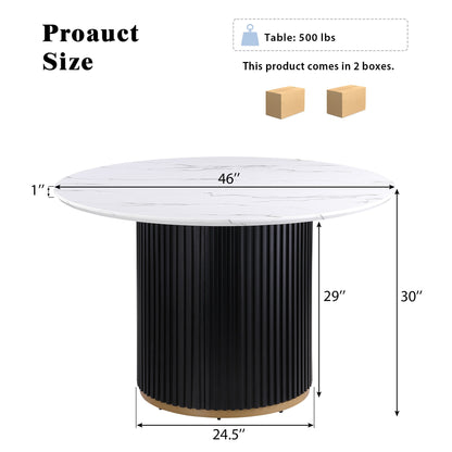 Sumdeal Round Faux Marble Dining Table for Apartments and Kitchens - dimension image 2