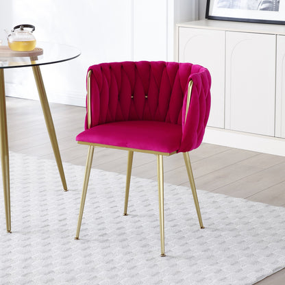 Sumdeal Rose Red Velvet Dining Chairs Set of 2 with Gold Legs - product image 4
