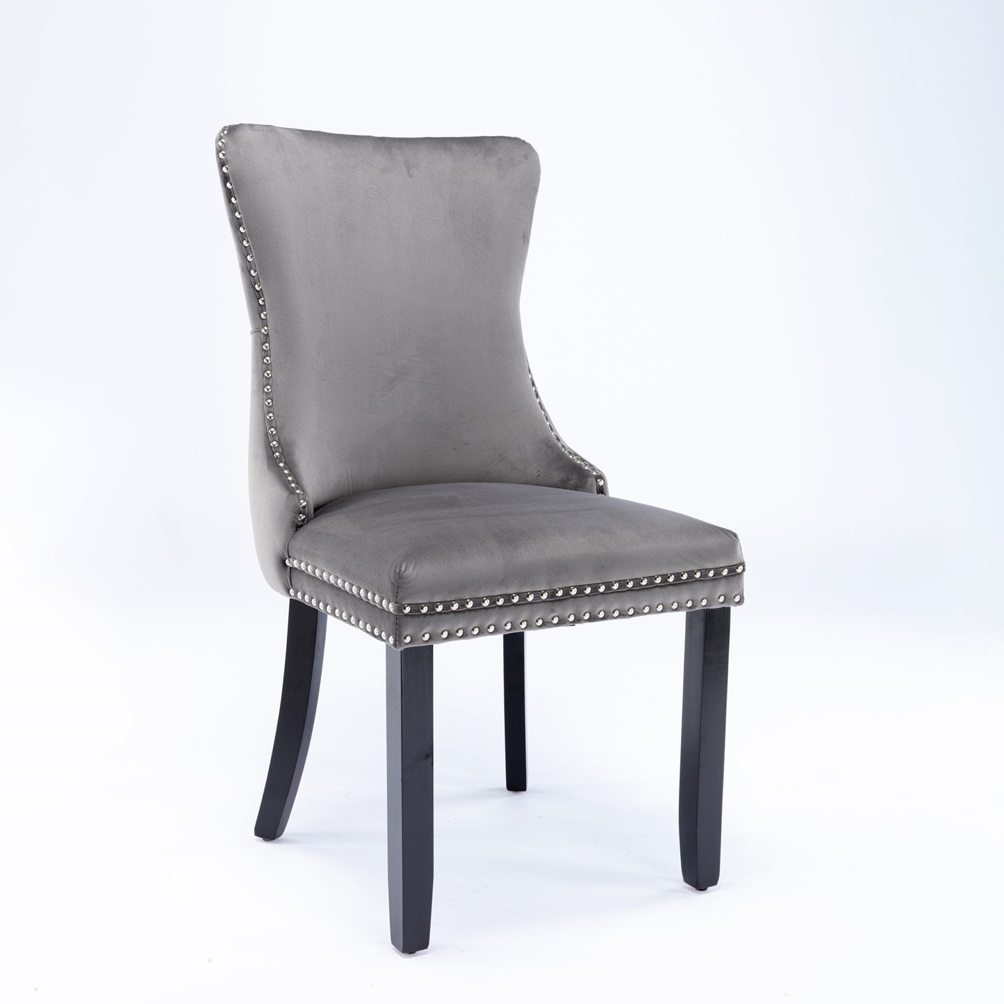 Sumdeal Gray Velvet Dining Chairs Set of 2 with Wood Legs - product image 4