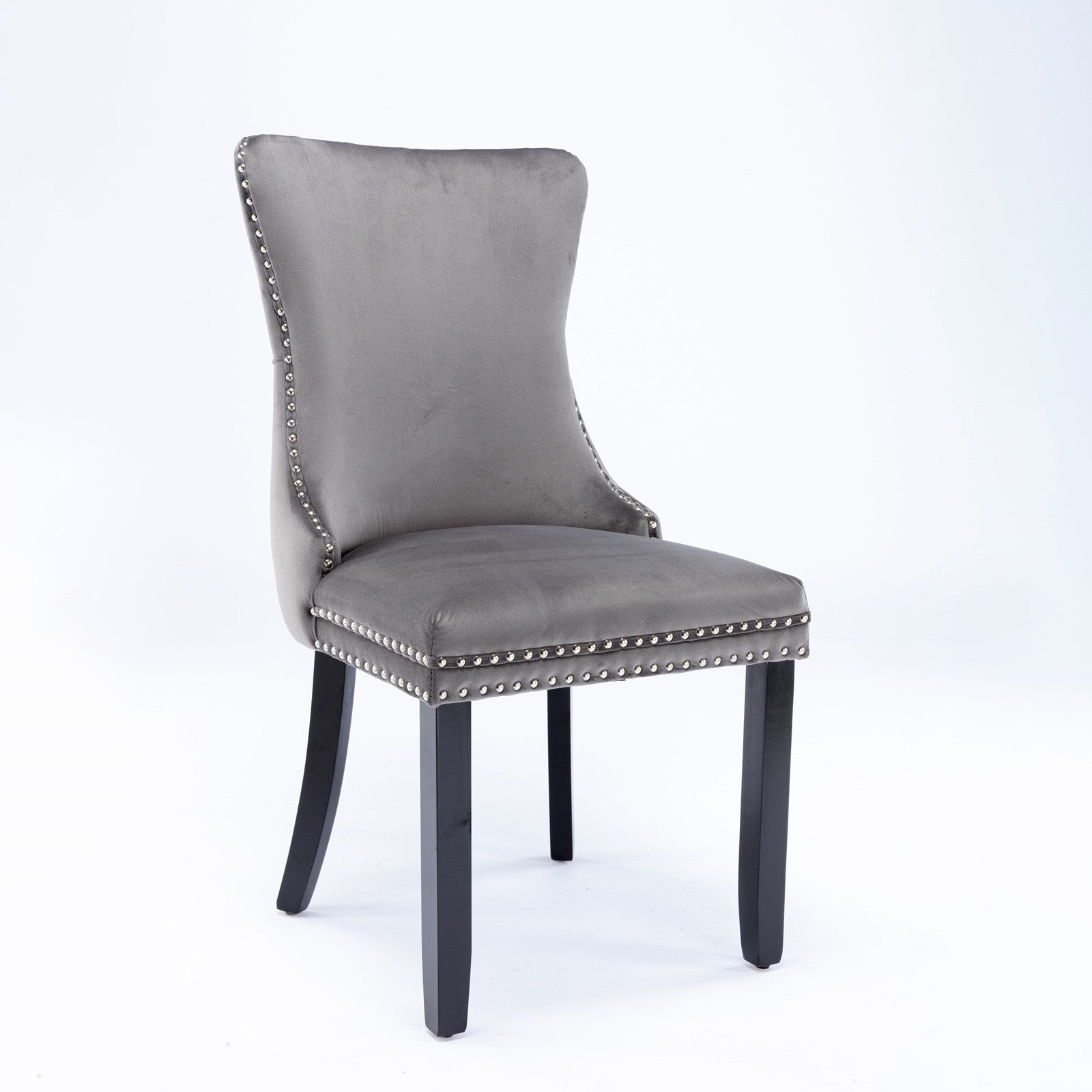 Sumdeal Gray Velvet Dining Chairs Set of 2 with Wood Legs - product image 4