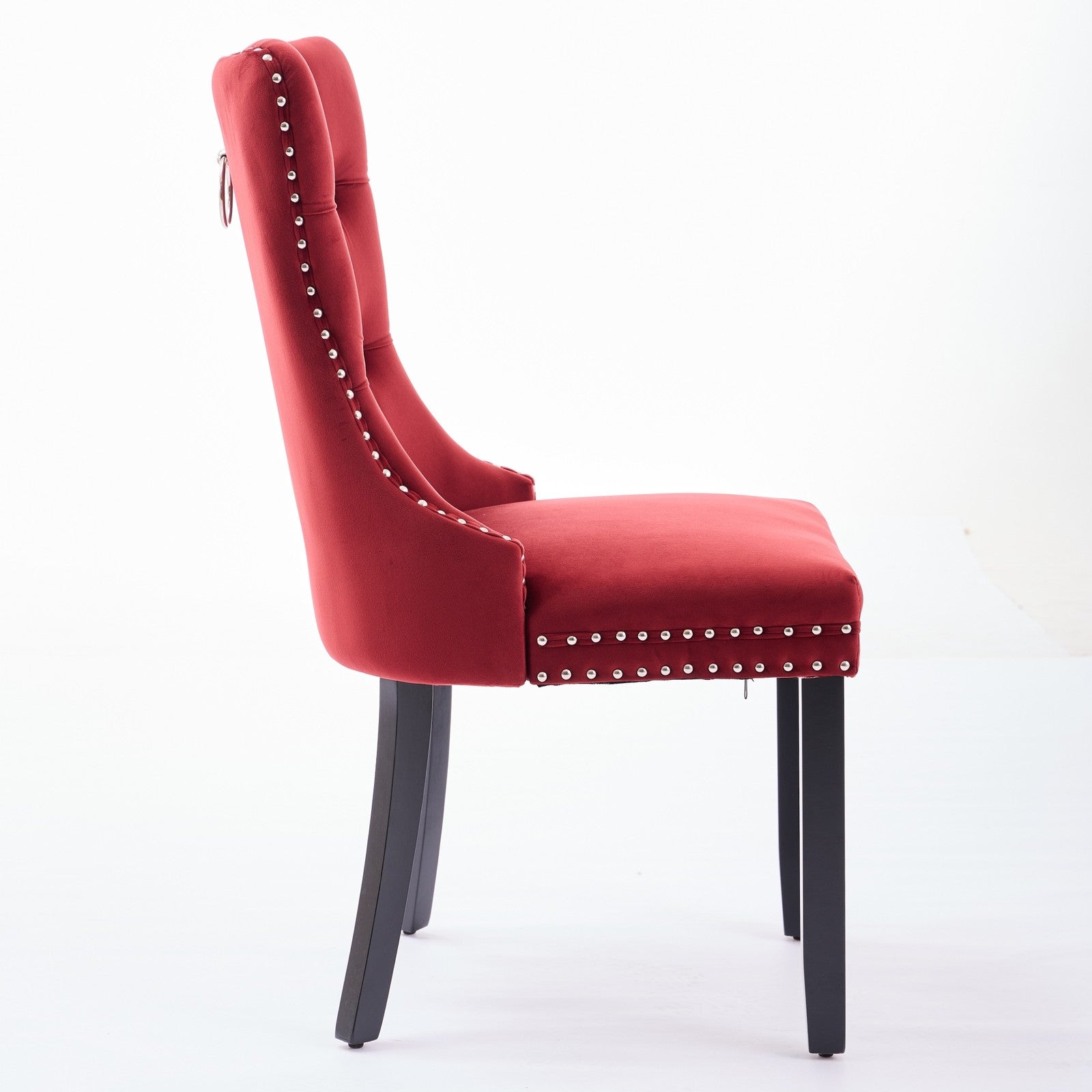 Sumdeal Burgundy Velvet Dining Chairs Set of 2 with Wood Legs - product image 4
