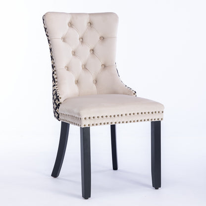 Sumdeal Beige Velvet Dining Chairs Set of 2 with Wood Legs - product image 4