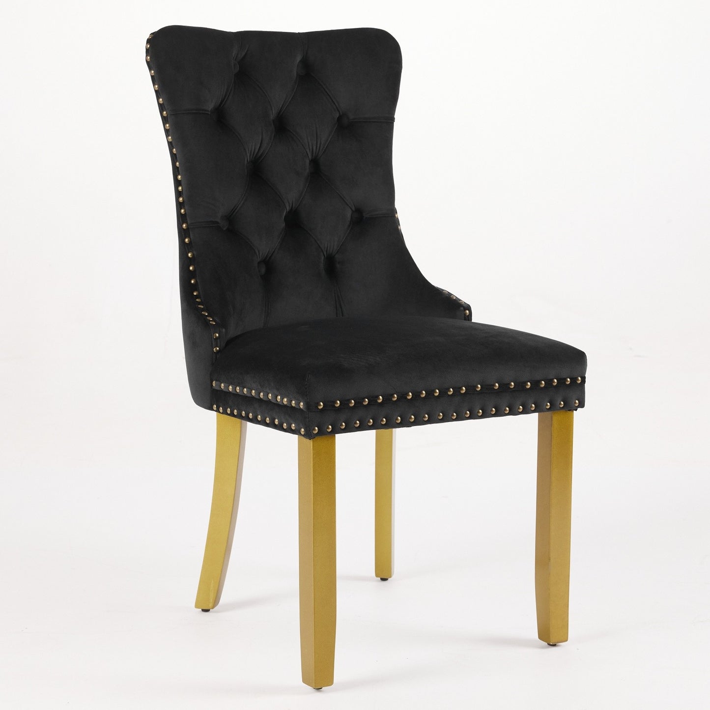 Sumdeal Black Velvet Dining Chairs Set of 2 with Gold Legs - product image 4