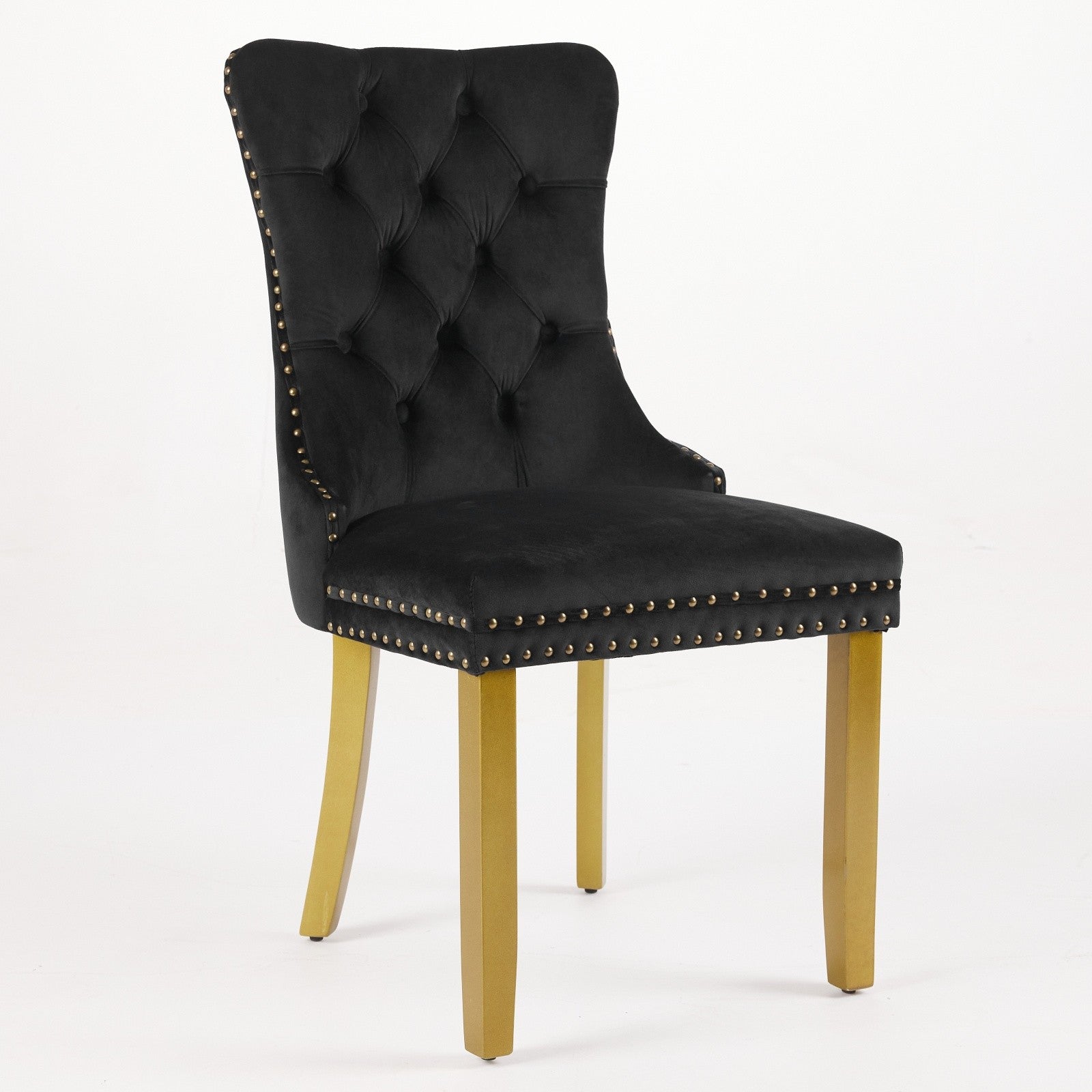 Sumdeal Black Velvet Dining Chairs Set of 2 with Gold Legs - product image 4