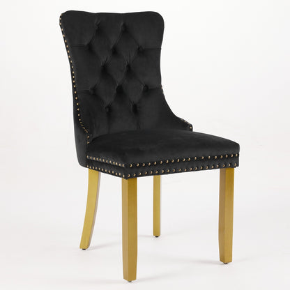 Sumdeal Black Velvet Dining Chairs Set of 2 with Gold Legs - product image 4