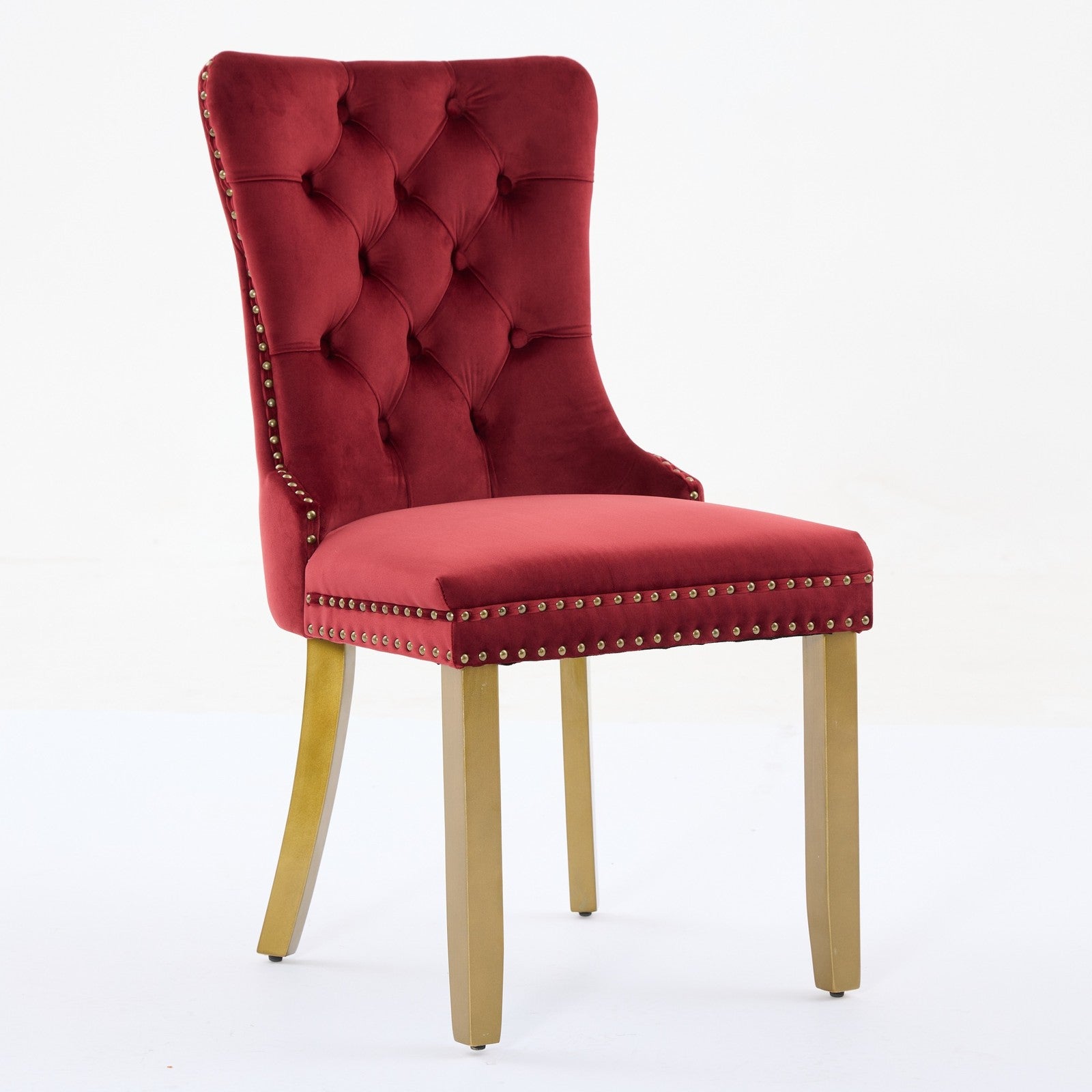 Sumdeal WINE RED Velvet Dining Chairs Set of 2 with Gold Legs - product image 4