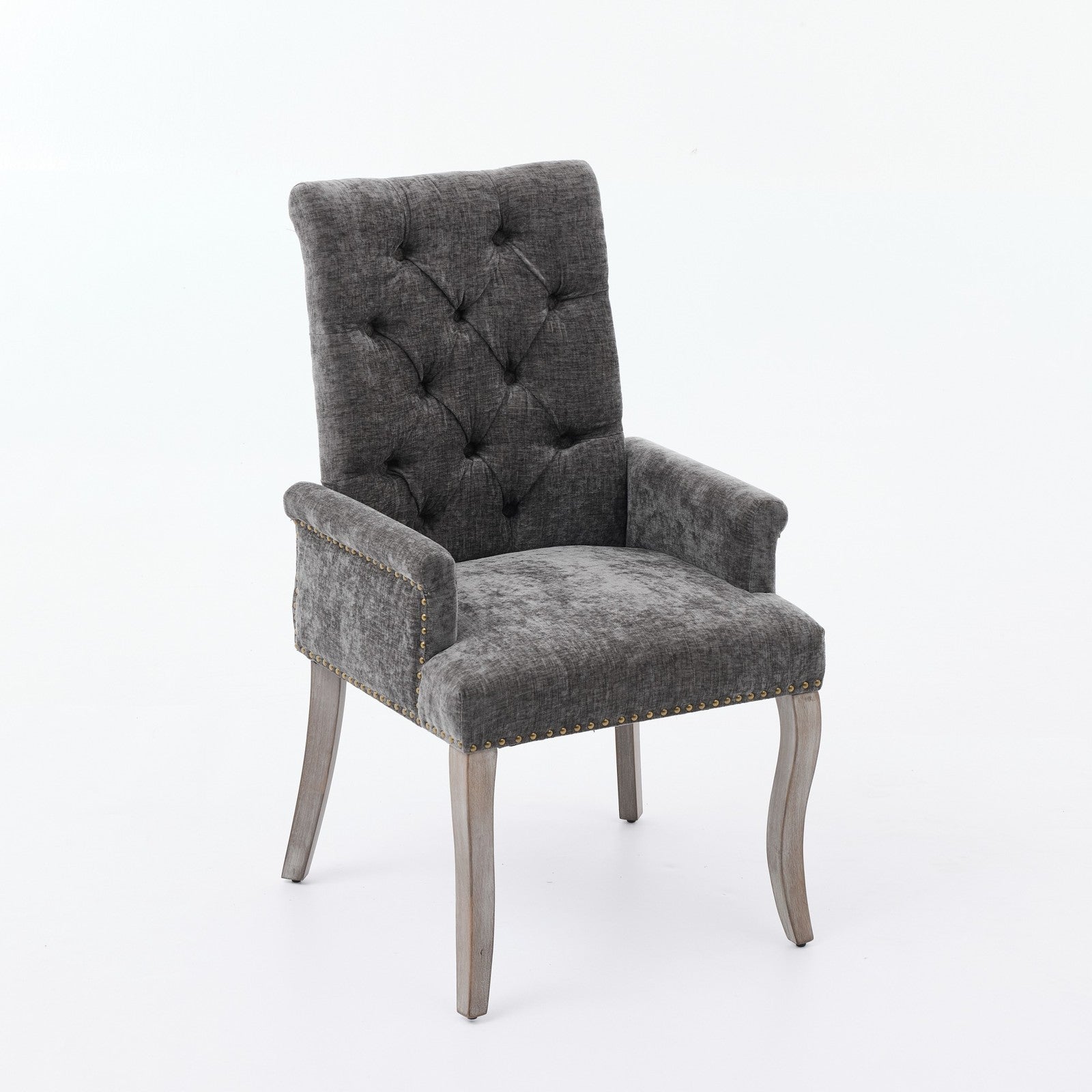 Sumdeal Gray Upholstered Dining Chairs Set of 2 with Wood Legs - product image 4