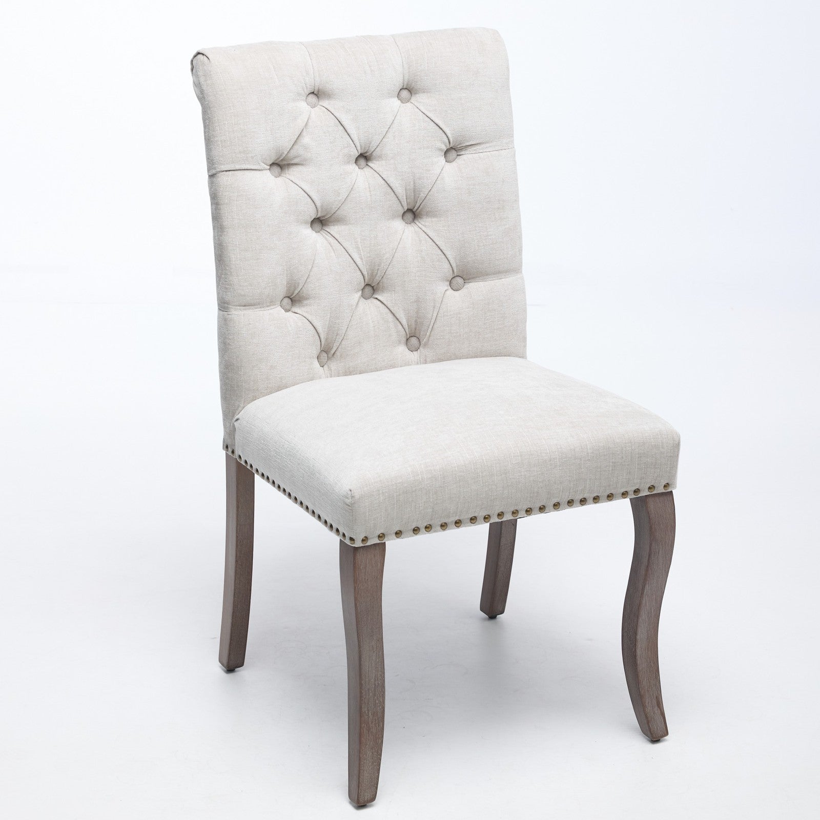 Sumdeal Beige Upholstered Dining Chairs Set of 2 with Wood Legs - product image 4