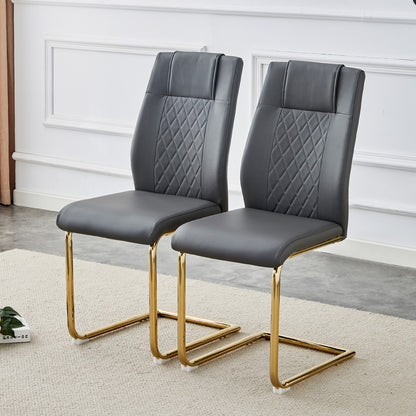 Sumdeal Gray PU Leather Dining Chairs Set of 4 with Gold Legs - product image 4