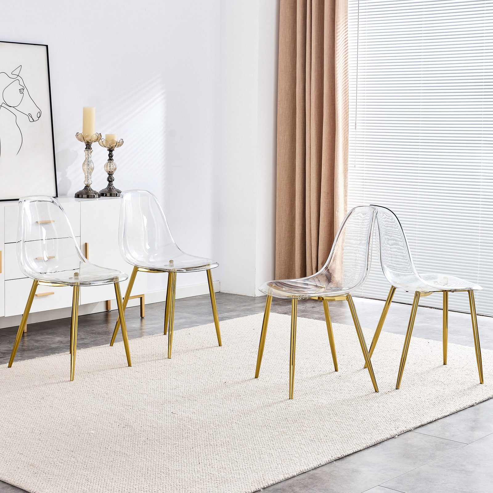 Sumdeal Golden Clear Plastic Dining Chairs Set of 4 with Gold Legs - product image 4