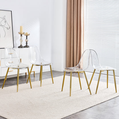 Sumdeal Golden Clear Plastic Dining Chairs Set of 4 with Gold Legs - product image 4