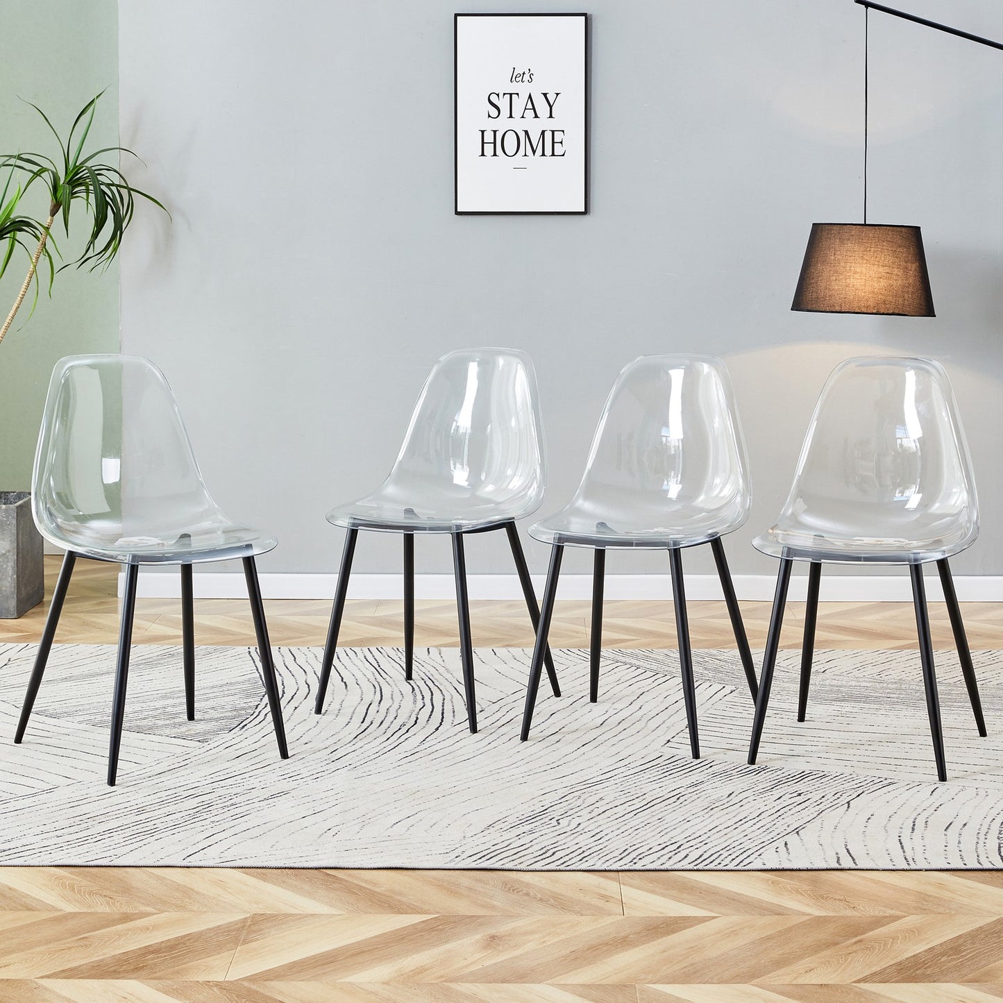 Sumdeal Transparent Clear Plastic Dining Chairs Set of 6 with Black Legs - product image 4