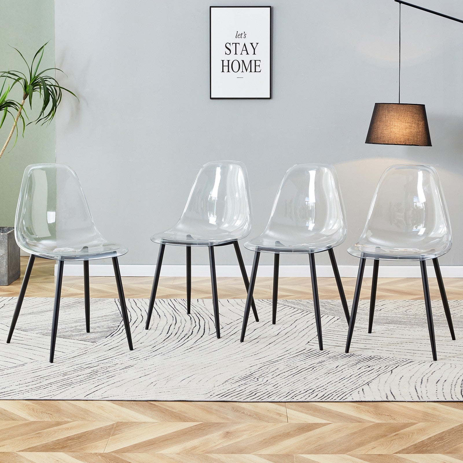 Sumdeal Transparent Clear Plastic Dining Chairs Set of 6 with Black Legs - product image 4