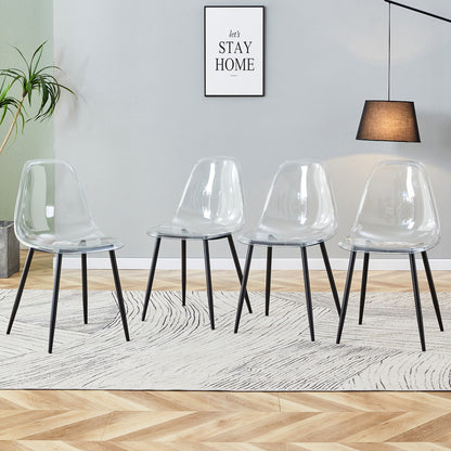 Sumdeal Transparent Clear Plastic Dining Chairs Set of 6 with Black Legs - product image 4
