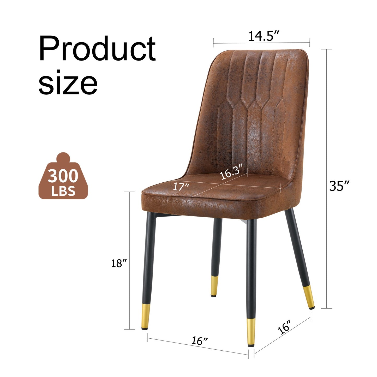 Sumdeal Brown and Black Upholstered Dining Chairs Set of 2 with Black Legs - product image 4
