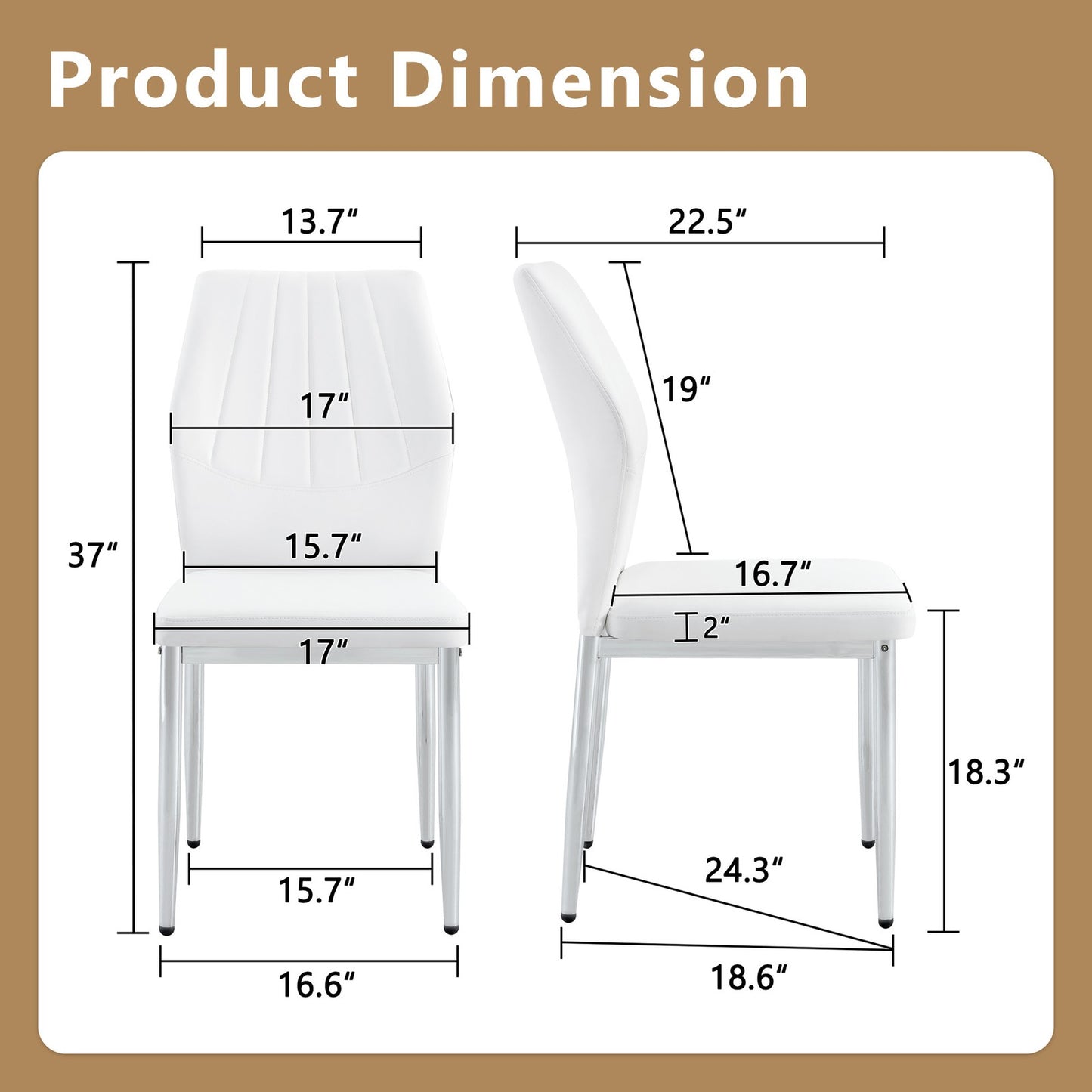 Sumdeal White and Silver PU Leather Dining Chairs Set of 4 with Silver Legs - product image 4