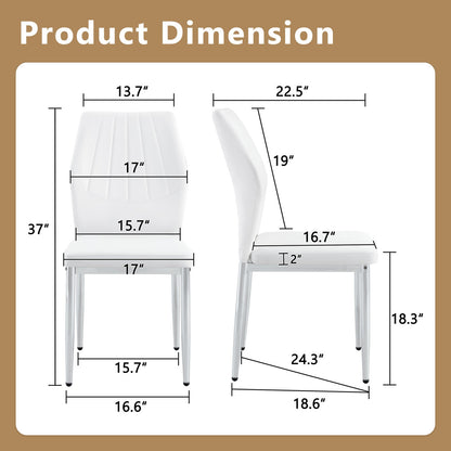 Sumdeal White and Silver PU Leather Dining Chairs Set of 4 with Silver Legs - product image 4