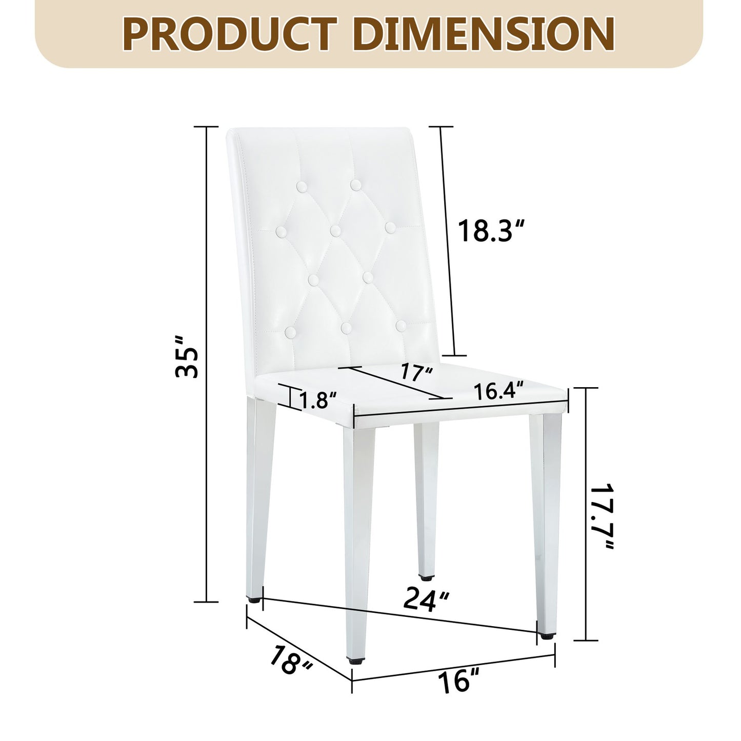 Sumdeal White and Silver PU Leather Dining Chairs Set of 2 with Silver Legs - product image 4