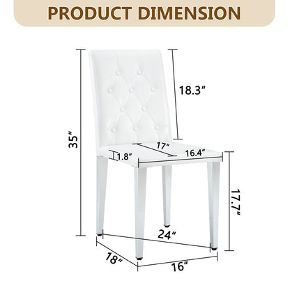 Sumdeal White and Silver PU Leather Dining Chairs Set of 2 with Silver Legs - product image 4