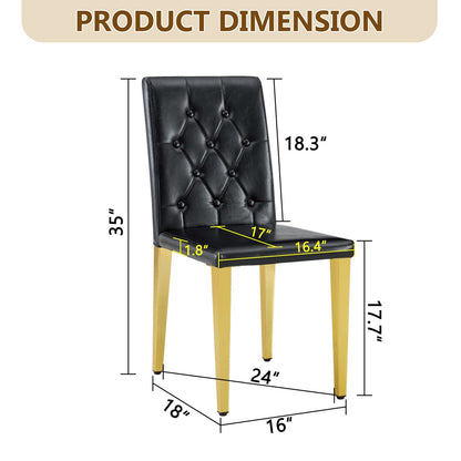 Sumdeal Black and Gold PU Leather Dining Chairs Set of 2 with Gold Legs - product image 4