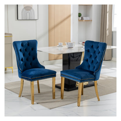 Sumdeal Velvet Dining Chairs Set of 2 with Gold Legs for Elegant Dining Spaces - variant-main 4