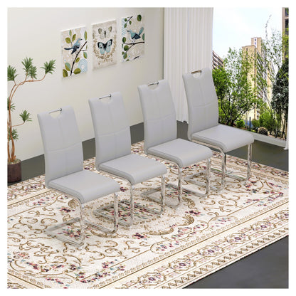 Sumdeal Modern PU Dining Chairs Set of 4 with Silver Legs for Apartments and Kitchens - Walmart image Light Gray