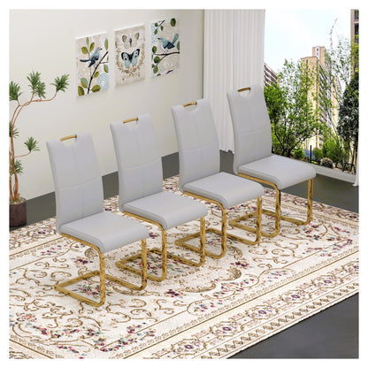Sumdeal Modern PU Dining Chairs Set of 4 with Gold Legs for Stylish Dining Areas - Walmart image Light Gray
