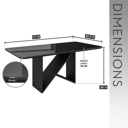 Sumdeal Rectangular Glass Dining Table for Modern Dining Rooms - dimension image 2