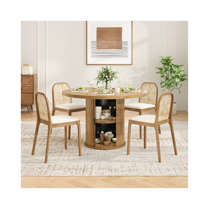 Sumdeal Round Wood-Look Dining Table for Apartments and Kitchens - detail image 5
