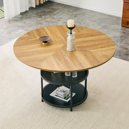 Sumdeal Round Wood-Look Dining Table for Apartments and Kitchens - detail image 5