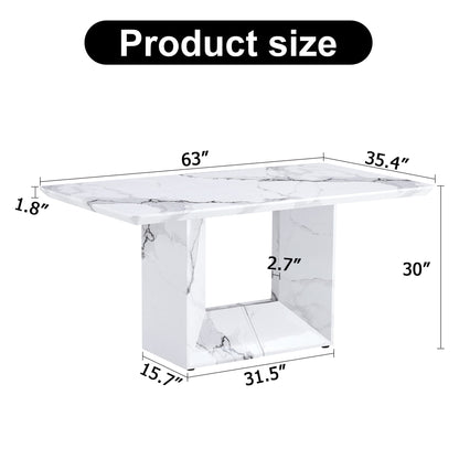 Sumdeal Rectangular Faux Marble Dining Table for Modern Dining Rooms - dimension image 2