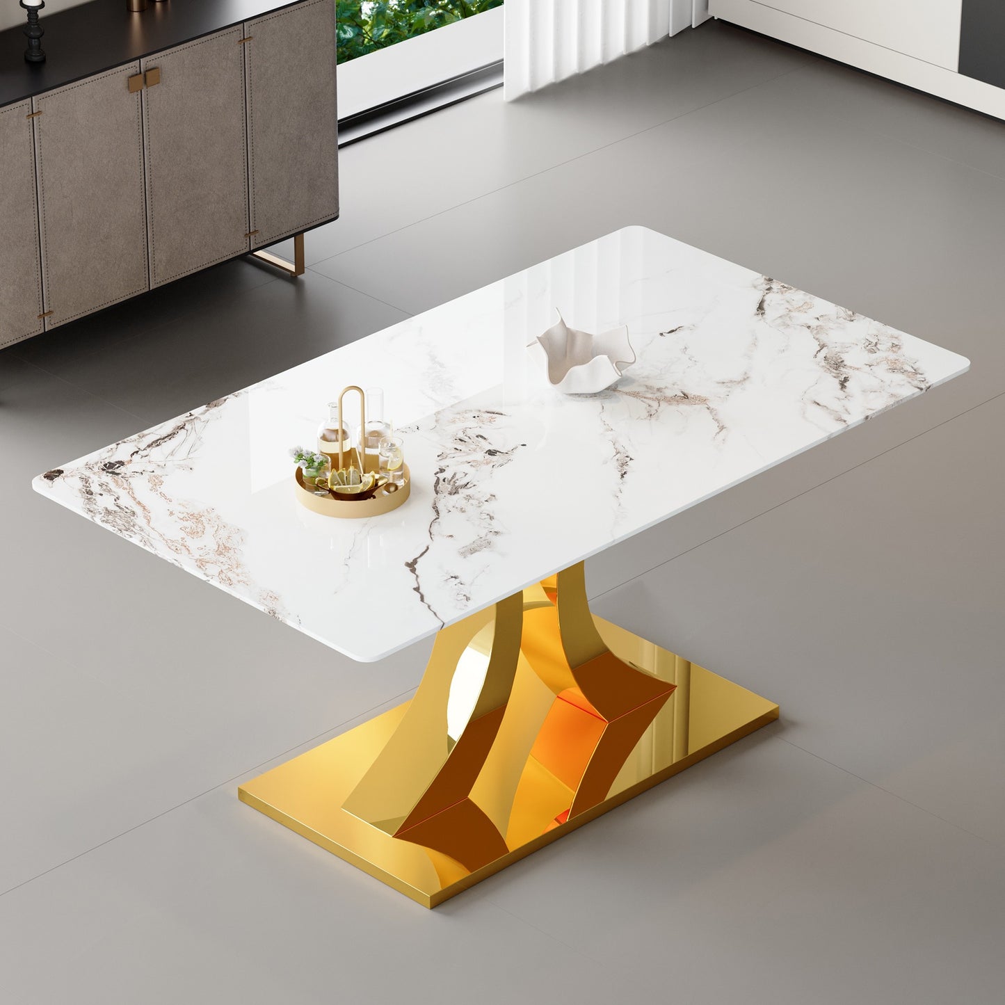 Sumdeal Rectangular Glass Dining Table for Modern Dining Rooms - detail image 4