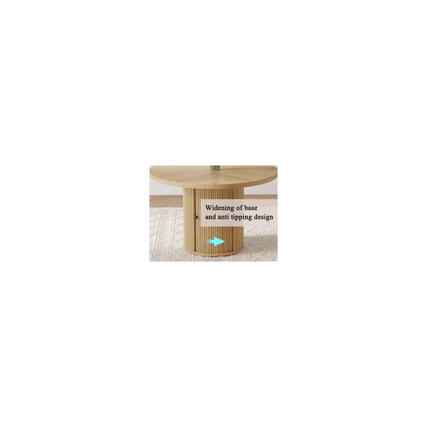 Sumdeal Round Wood-Look Dining Table for Apartments and Kitchens - detail image 4