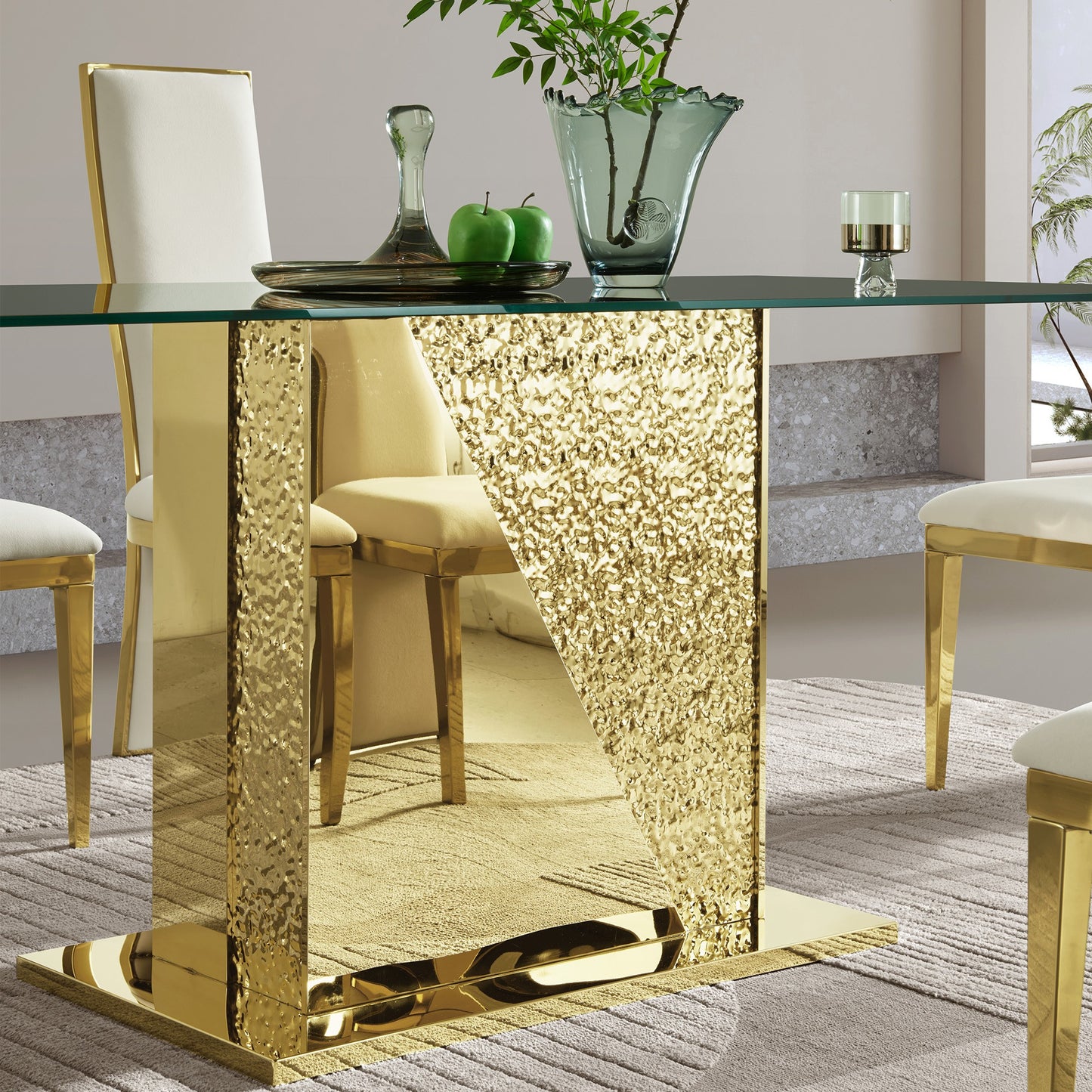 Sumdeal Rectangular Glass Dining Table for Modern Dining Rooms - detail image 4