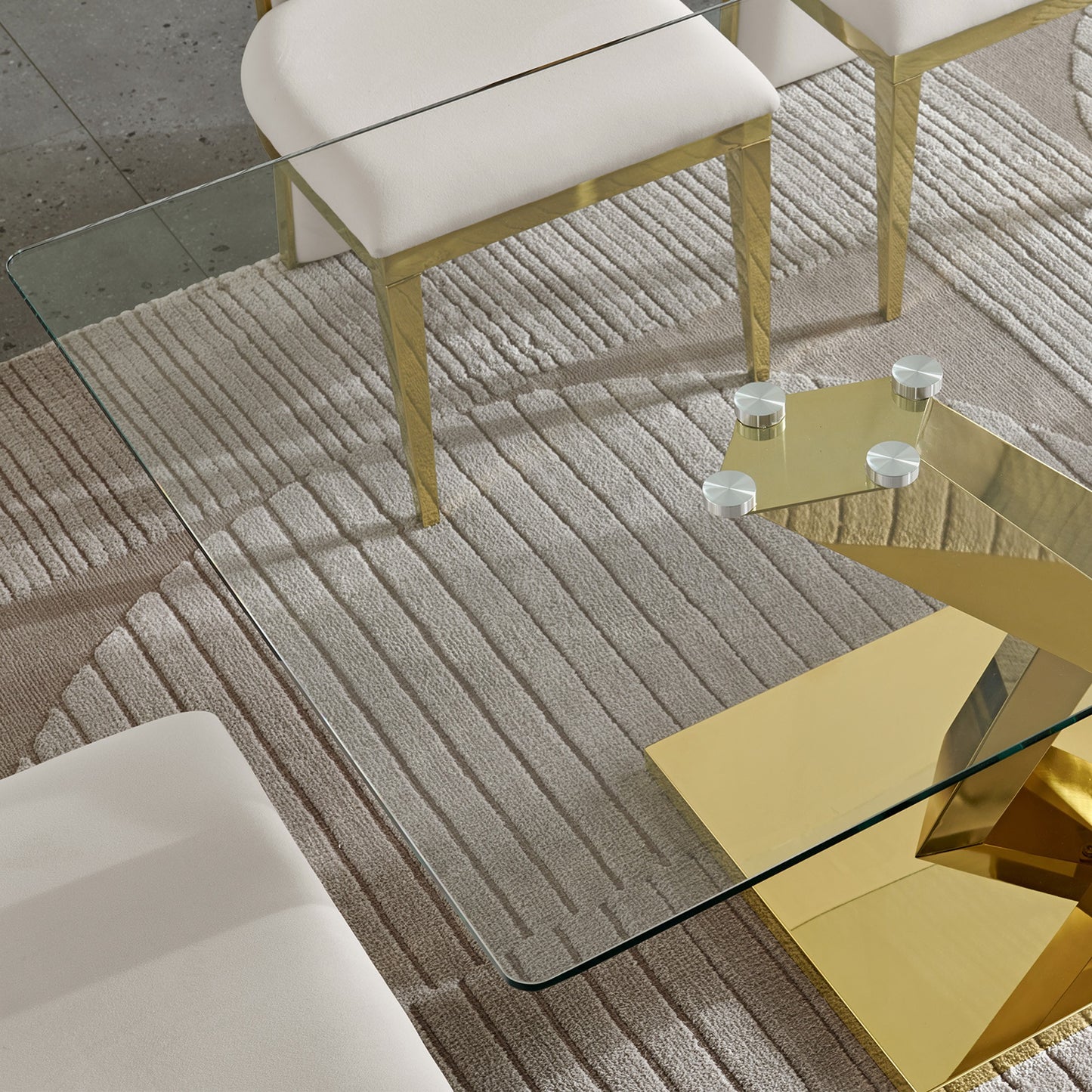 Sumdeal Rectangular Glass Dining Table for Modern Dining Rooms - detail image 4