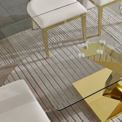 Sumdeal Rectangular Glass Dining Table for Modern Dining Rooms - detail image 4