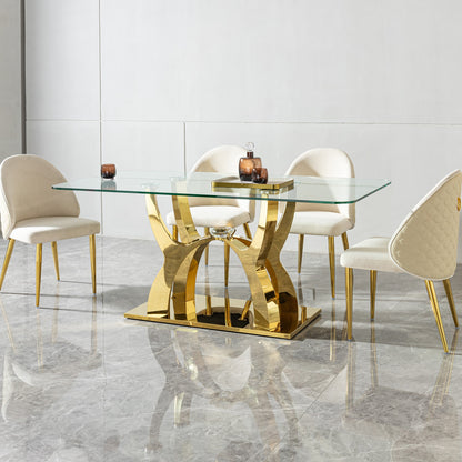 Sumdeal Rectangular Glass Dining Table for Modern Dining Rooms - detail image 4