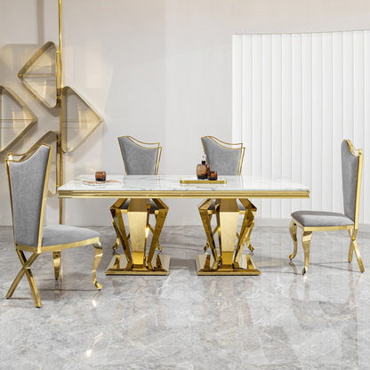 Sumdeal Rectangular Faux Marble Dining Table for Modern Dining Rooms - detail image 4