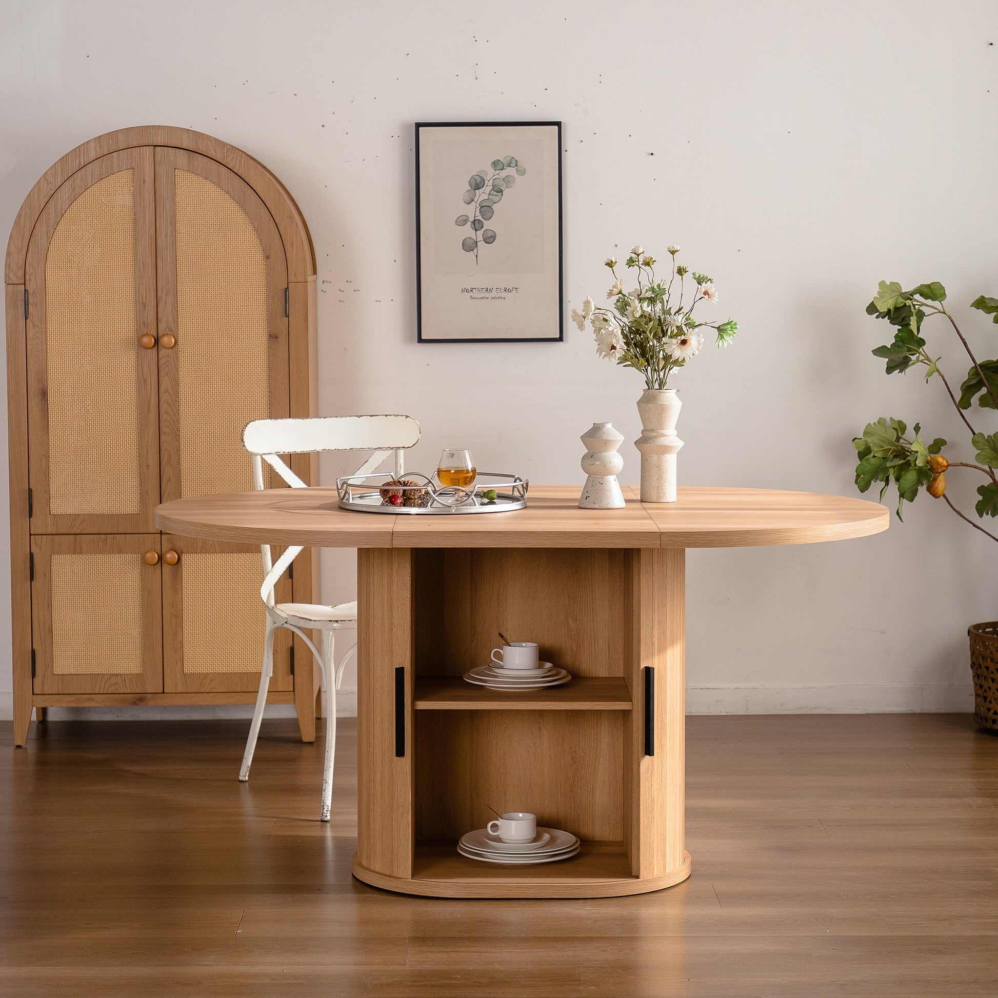 Sumdeal Oval Wood-Look Dining Table for Modern Dining Rooms - detail image 4