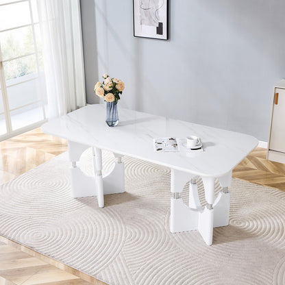 Sumdeal Rectangular Faux Marble Dining Table for Modern Dining Rooms - detail image 5